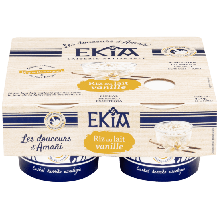 Riz au lait artisanal vanille 4 x 100g Yaourt Ekia